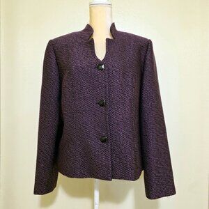 Women's BIGIO COLLECTION Tweed Purple Blazer Suit Jacket Plus Size 16 EUC